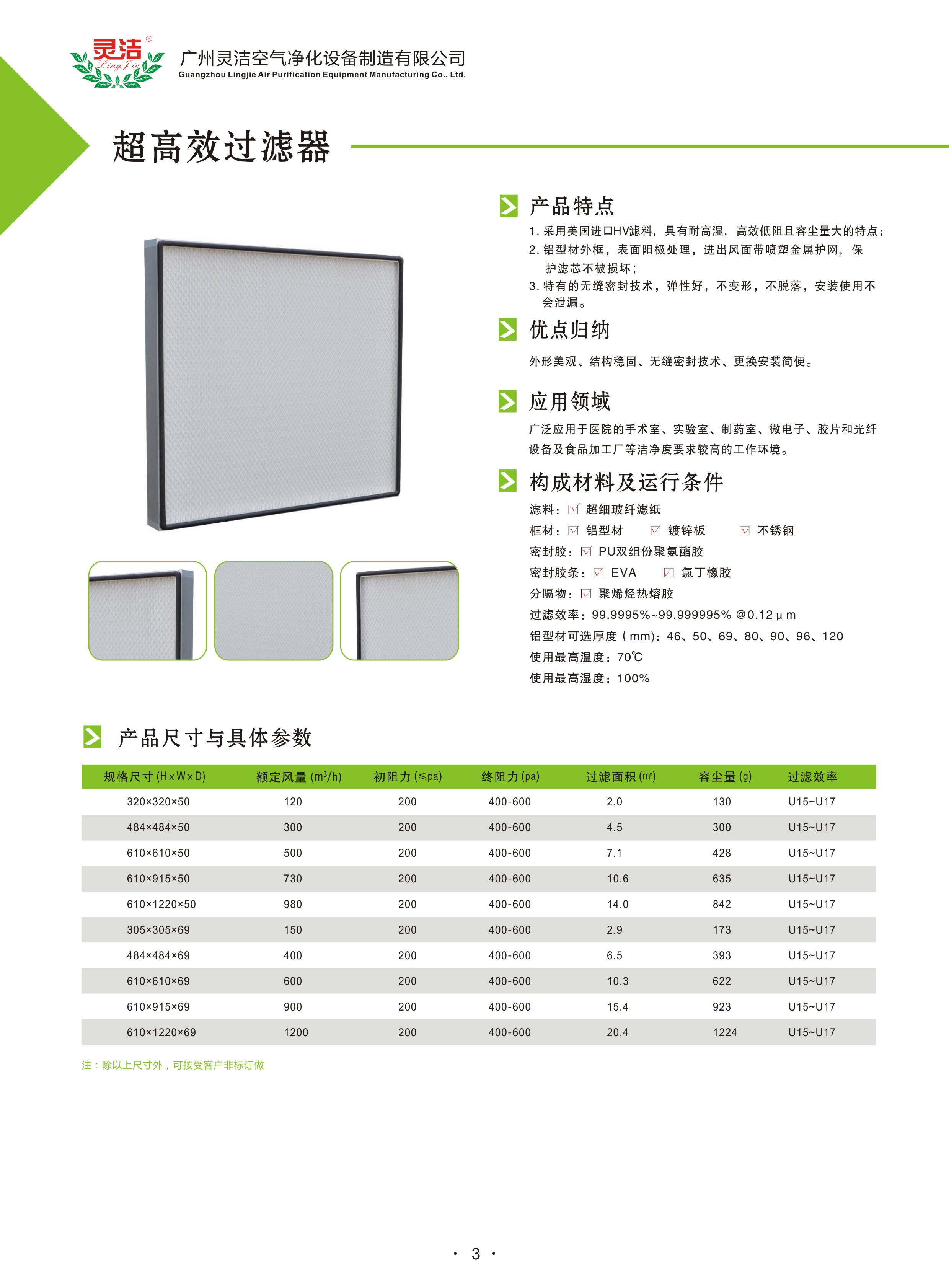 大连高效过滤器H13和H14的区别